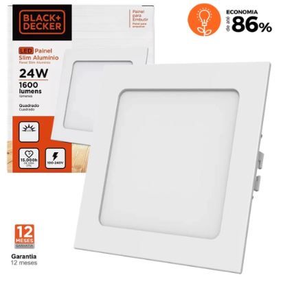 Painel Led 24W Emb Quad 3000K BR Slim B&D