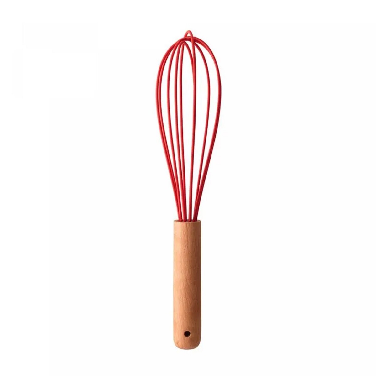 Batedor De Ovos Silicone C/Cabo Bambu Cha...
