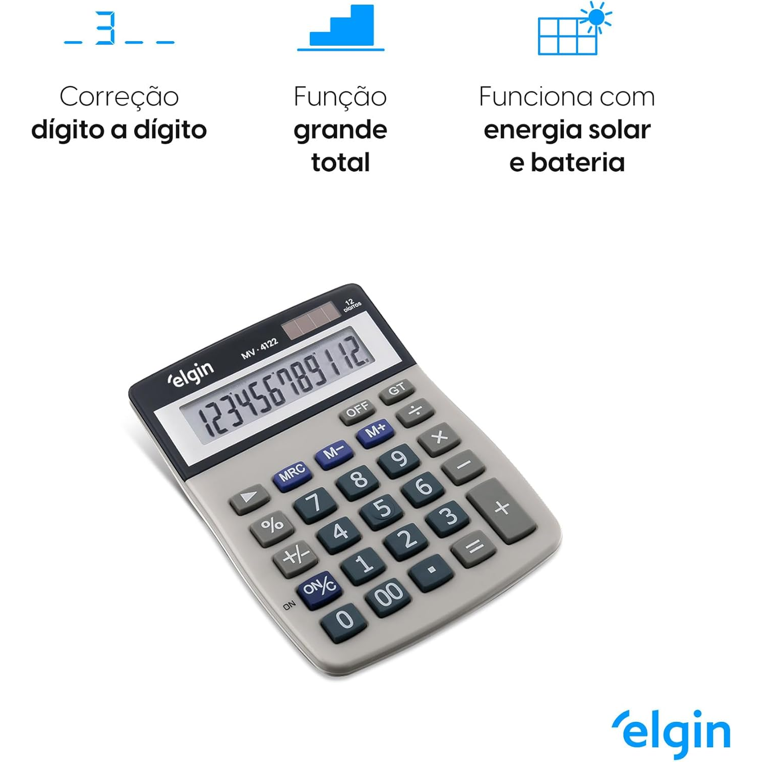 Calculadora De Mesa 12 Dig Mv4122 Elgin Calculadora De Mesa 12 Dig Mv4122 Elgin