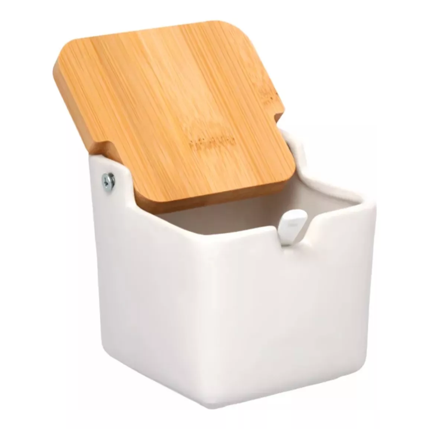 Saleiro Mesa Ceramica C/Tampa Bambu E Col...
