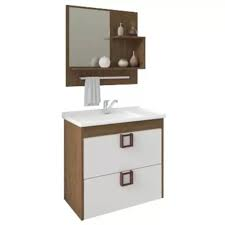 Armario Lirio 59Cm C/Espelheira Amendoa/B... Armario Lirio 59Cm C/Espelheira Amendoa/B...