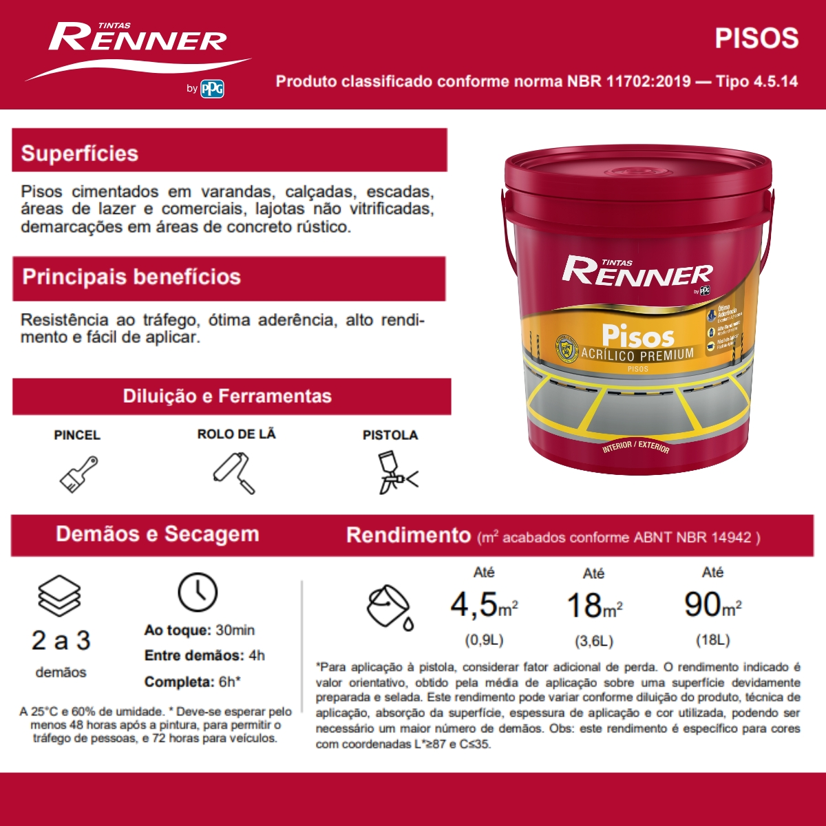 Tinta Piso Vermelho Seguranca Fsc 18L Renner