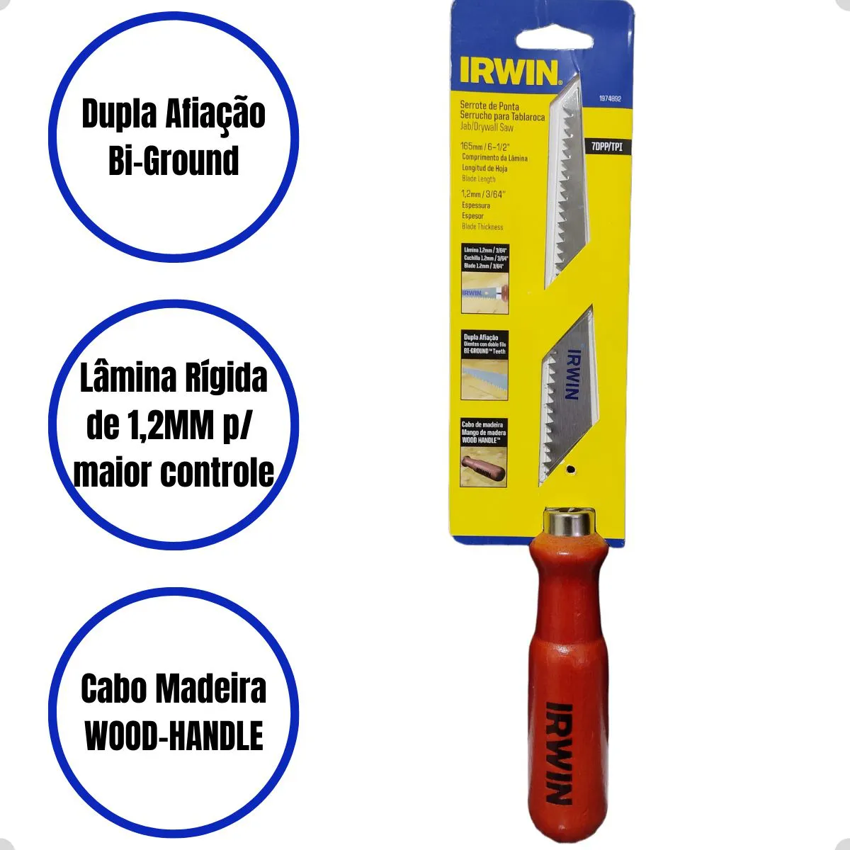 Serrote Drywall 6 1,2mm Cabo Madeira Irwin