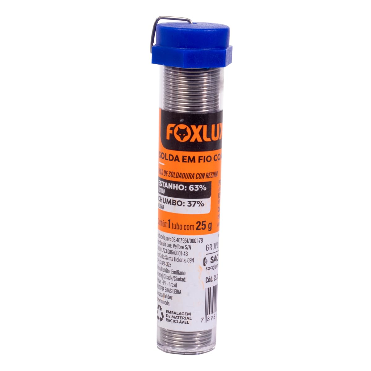 Solda Em Fio Estanho Liga 63/37 4M Foxlux Solda Em Fio Estanho Liga 63/37 4M Foxlux