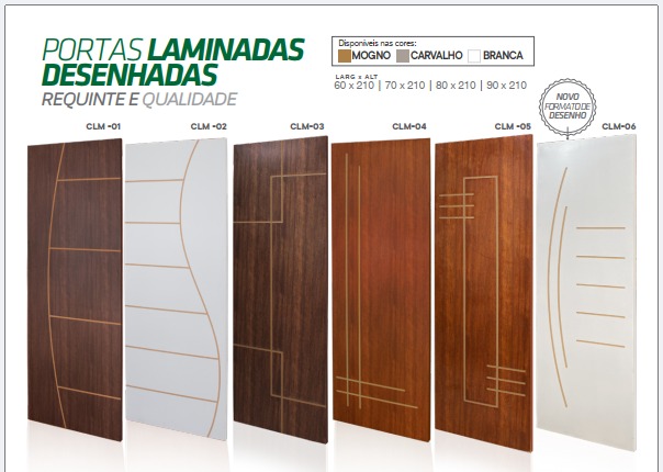 Porta Frisada Mogno 04 210X60 Clm