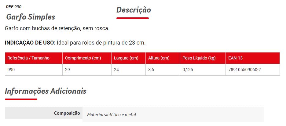 Suporte Rolo 23Cm Simples 990 Condor