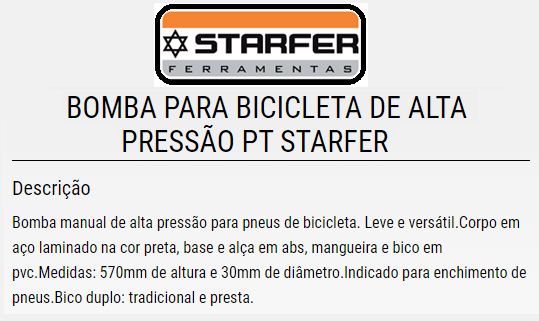 Bomba Bic Pressao PT Starfer 