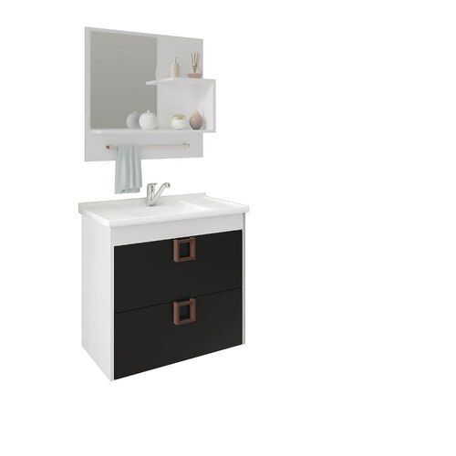 Armario Lirio 59Cm C/Espelheira BR/PT Mgm Armario Lirio 59Cm C/Espelheira BR/PT Mgm