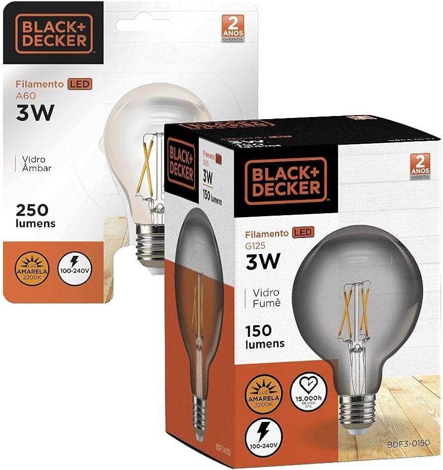 Lampada Led Filamento A60 Black 03W 2200K...
