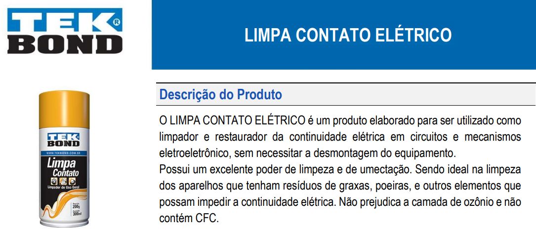 Limpa Contato Spray 300Ml Tekbond