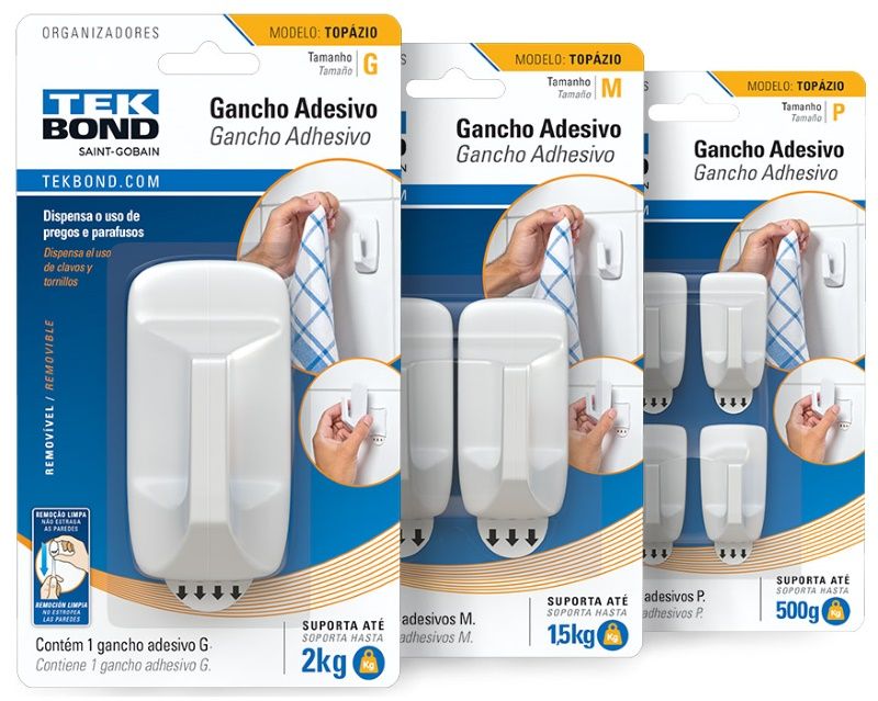 Gancho Topazio De Plastico Branco M Tekbond