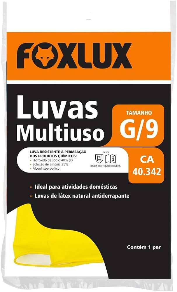 Luva Multiuso Latex G Com C.A Foxlux Luva Multiuso Latex G Com C.A Foxlux