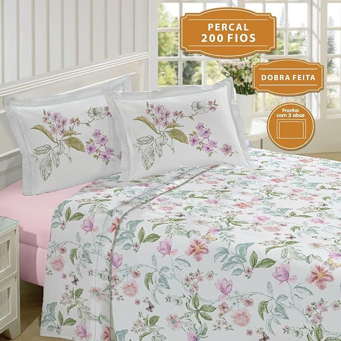Jogo De Cama 200 Fios Casal Estampado Emo... Jogo De Cama 200 Fios Casal Estampado Emo...