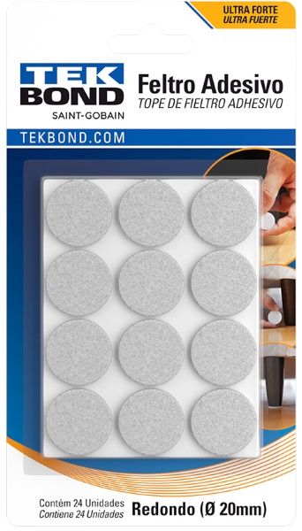 Feltro Redondo 20mm Branco C/24 Tekbond