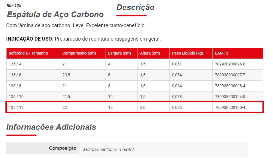 Espatula Aco 12Cm 135 Condor