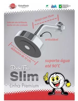 Ducha Slim Adv Par Braco Curto Global Plast Ducha Slim Adv Par Braco Curto Global Plast