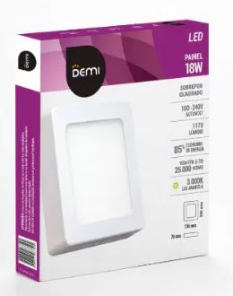 Painel Led 18W Sob Quad 6500K BR Slim Demi Painel Led 18W Sob Quad 6500K BR Slim Demi