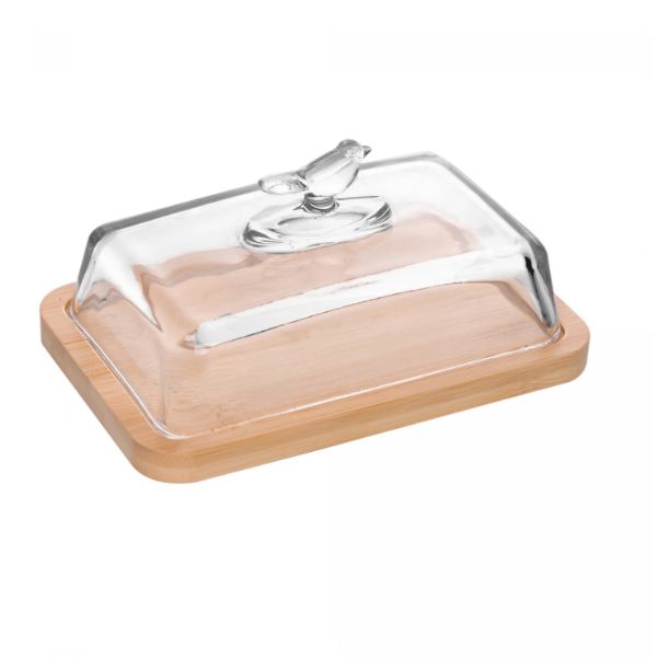Manteigueira com Base em Bambu Bird 17cm ... Manteigueira com Base em Bambu Bird 17cm ...