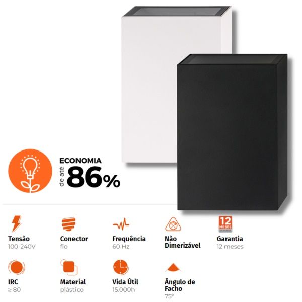 Arandela Led 04W 3000K PT B&D