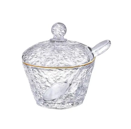 Açucareiro de Cristal Martelado com Colhe...
