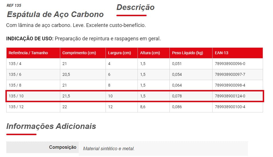 Espatula Aco 10Cm 135 Condor