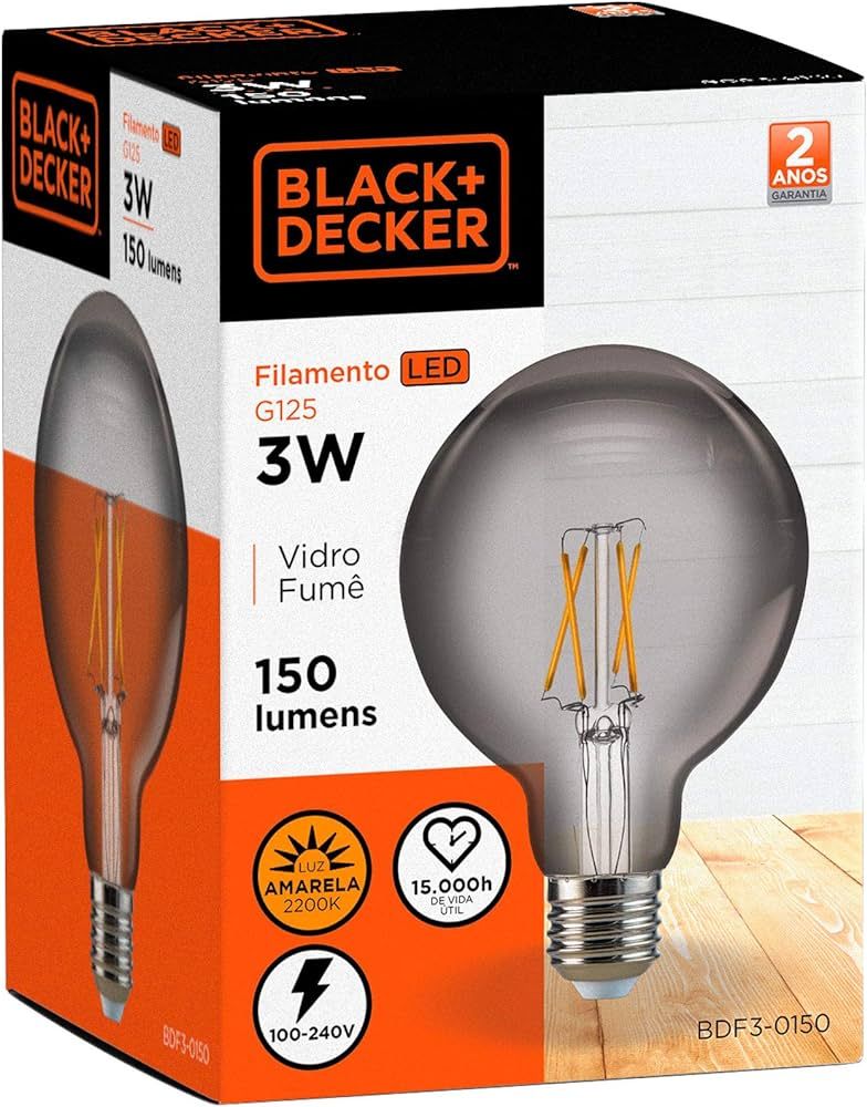 Lampada Led Filamento G125 Black 03W 2200...