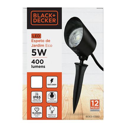Led Espeto Jardim 5W PT Luz Vd Eco B&D 