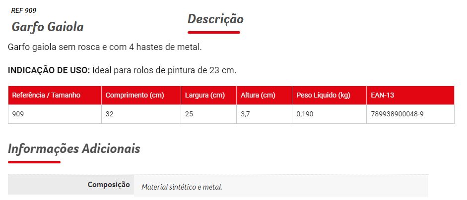 Suporte Rolo 23Cm Gaiola 909 Condor